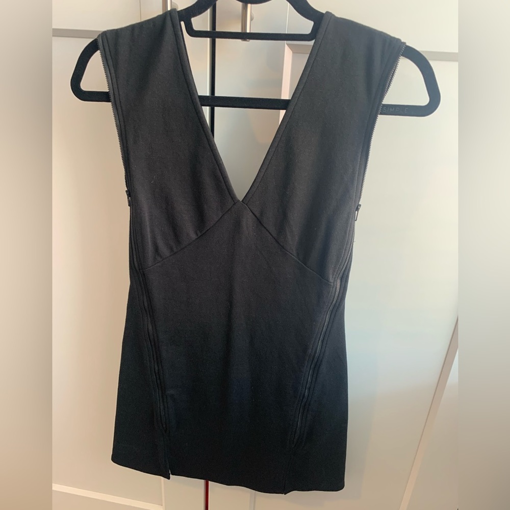 Free People black mini dress with zipper details up both sides size xs
